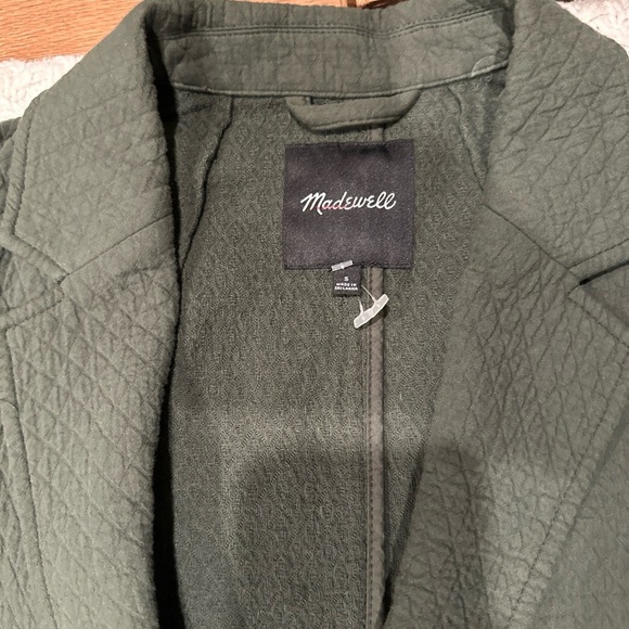 Madewell diamond jacquard shaw blazer olive green women's size small 100%Cotton - Picture 3 of 12